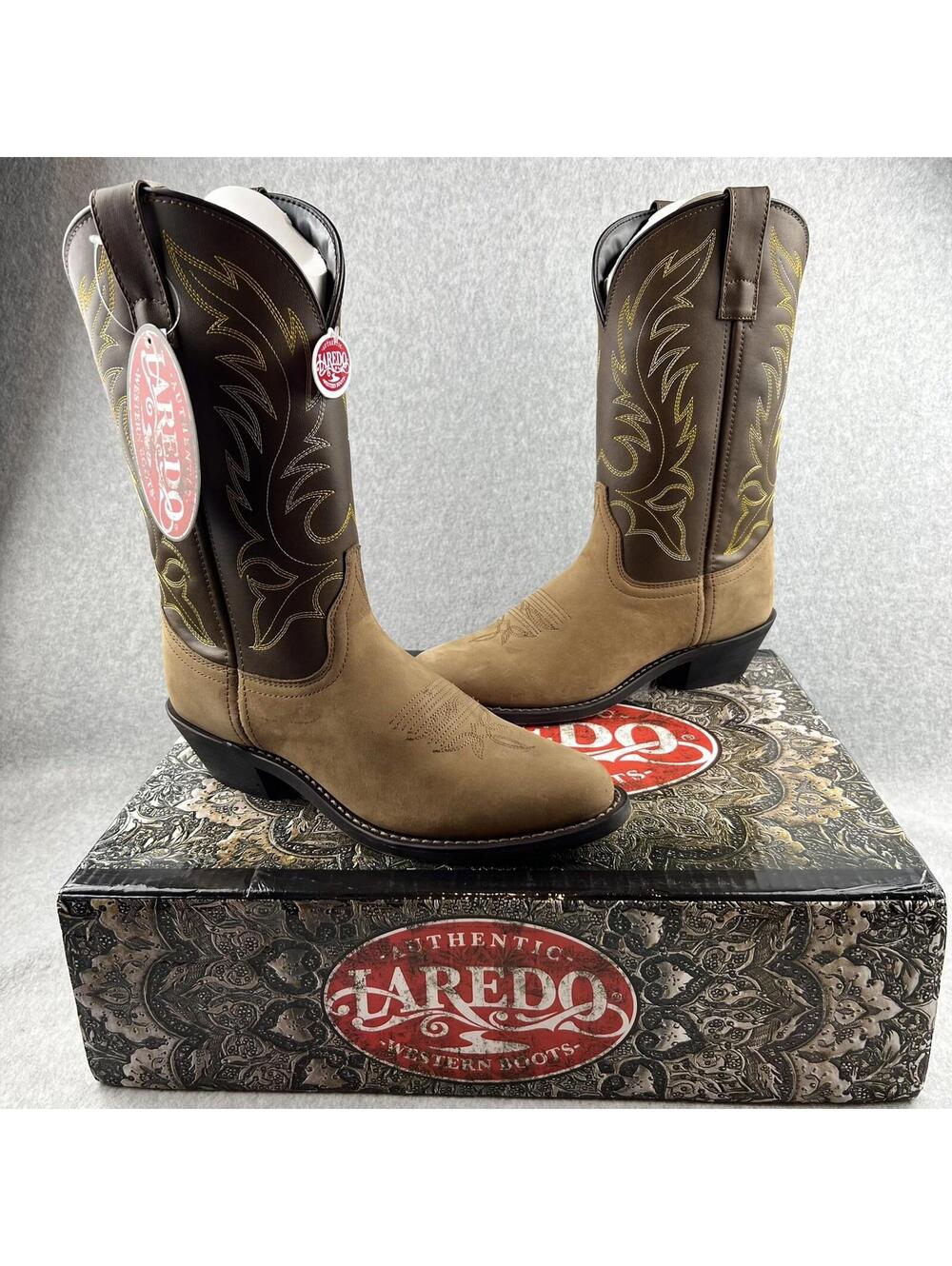 Laredo Authentic Leather  Western Distressed Cowboy Boots size 8 Women New